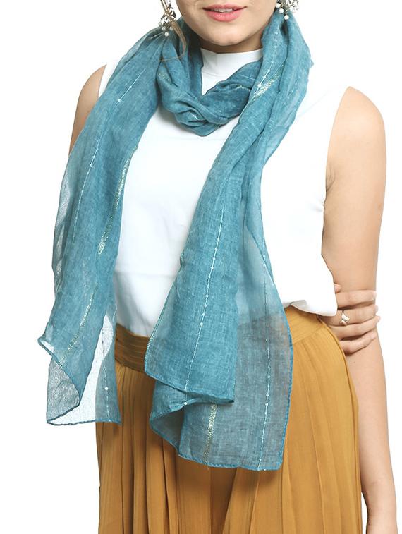 blue cotton stole - 15835099 -  Zoom Image - 0