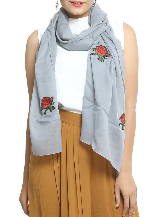 grey cotton stole - 15835105 -  Zoom Image - 0