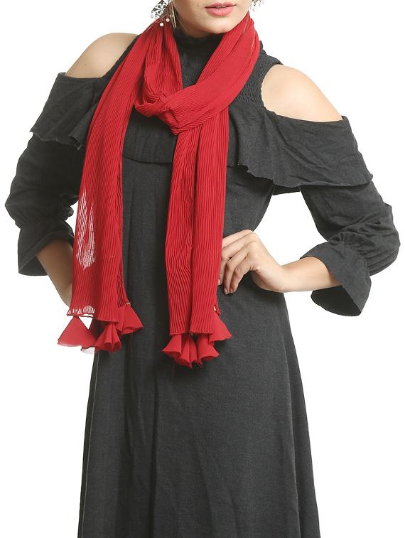 red georgette stole - 15835118 -  Zoom Image - 0