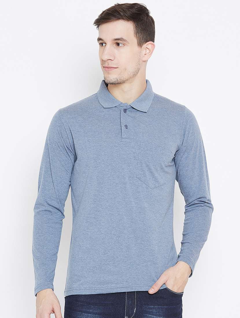 light-blue solid polo t-shirt
