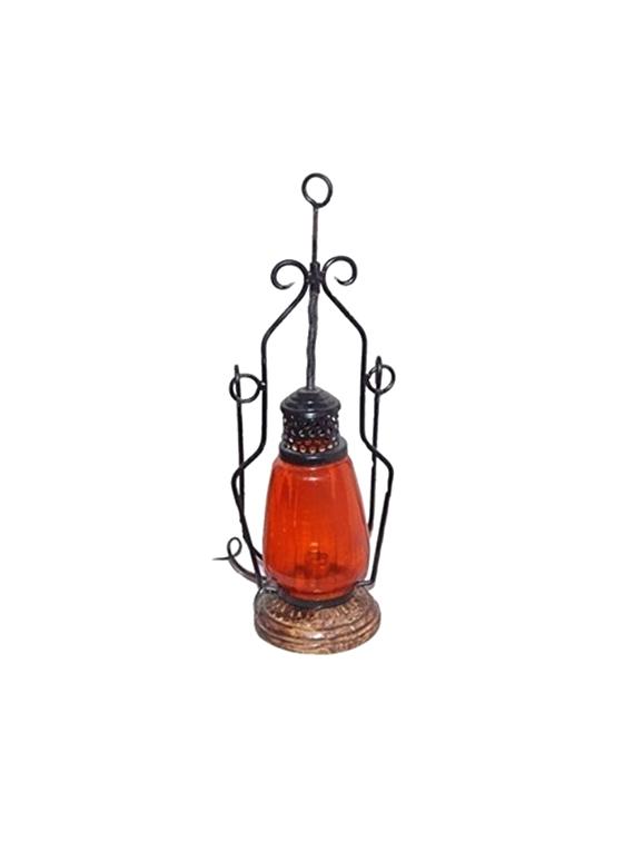 desi karigar orange cast iron, glass, wooden lantern - 15838739 - Zoom Image - 0