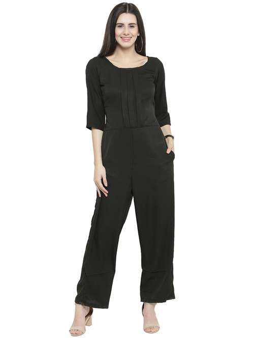 pleated front full leg jumpsuit - 15839679 -  Standard Image - 0