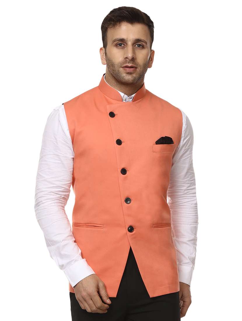 pink mandarin neck nehru jacket
