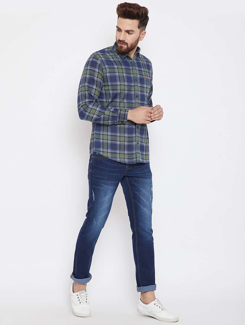 blue checkered casual shirt - 15840846 -  Standard Image - 3