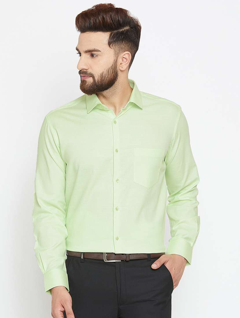 green solid formal shirt - 15840869 -  Zoom Image - 0
