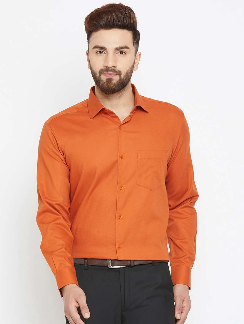 orange solid formal shirt - 15840872 - Zoom Image - 0