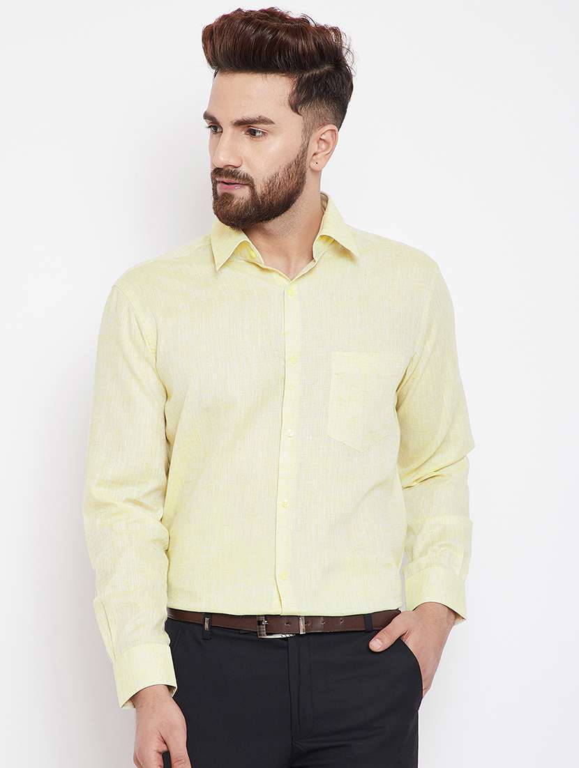 yellow solid formal shirt - 15840874 -  Zoom Image - 0