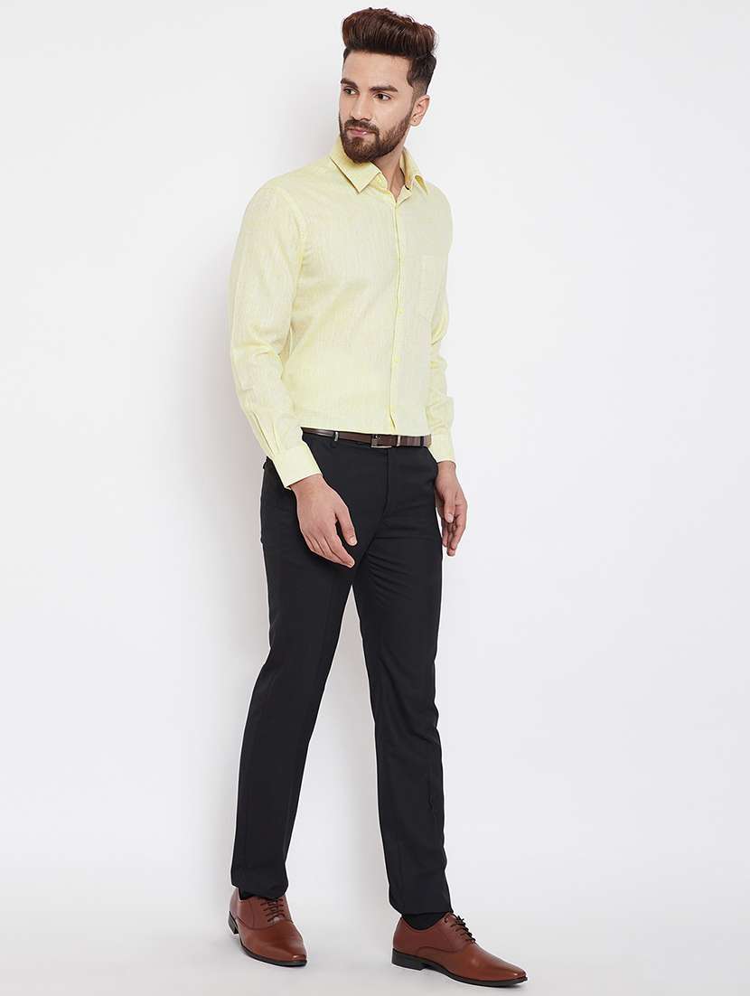 yellow solid formal shirt - 15840874 - Standard Image - 3