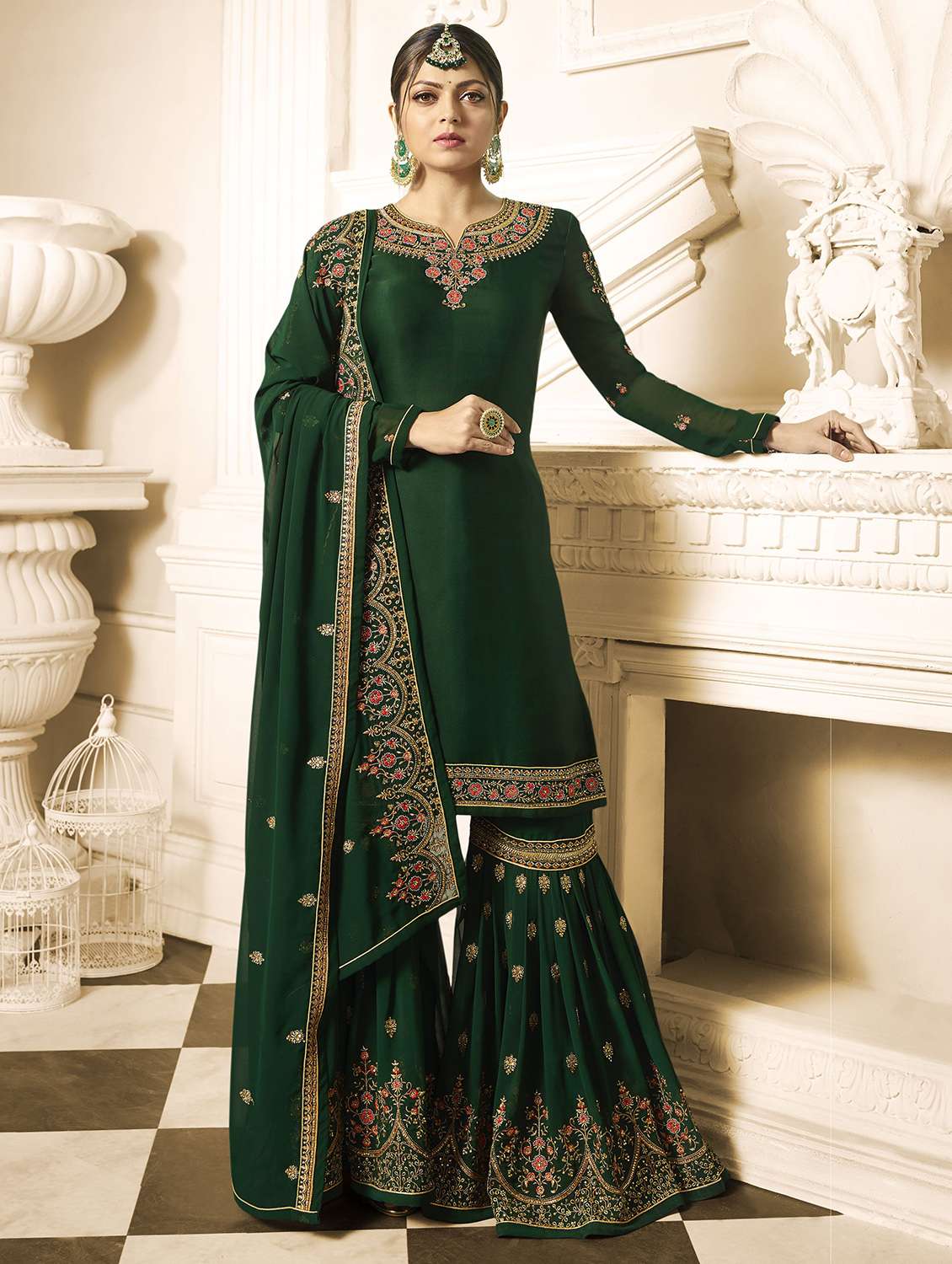 Buy online Embroidered Semi-stitched Sharara Suit from Suits & Dress  material for Women by The Fashion Attire for ₹8060 at 53% off