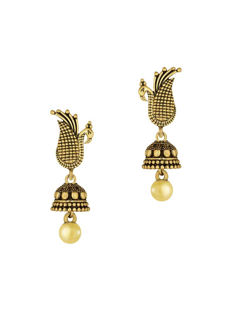 gold metal jhumka earring