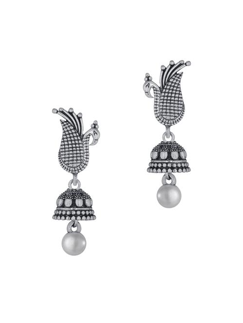 silver metal jhumka earring - 15842416 -  Standard Image - 0