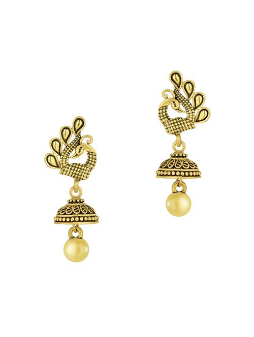 gold metal jhumka earring - 15842421 - Standard Image - 0
