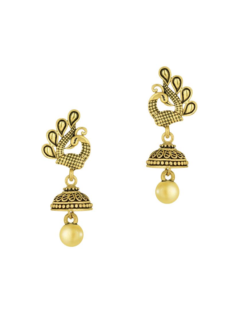 gold metal jhumka earring - 15842421 - Zoom Image - 0