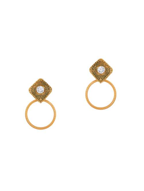 gold metal drop earring - 15842425 - Standard Image - 0