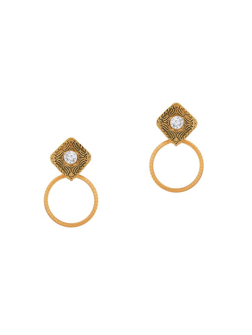 gold metal drop earring - 15842425 - Zoom Image - 0
