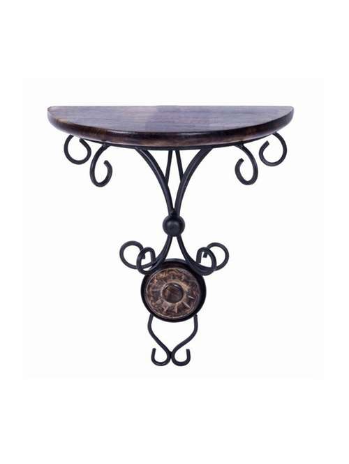 desi karigar wooden & steel fancy design wall bracket/rack size (lxbxh-12x6x12) inch set of 1