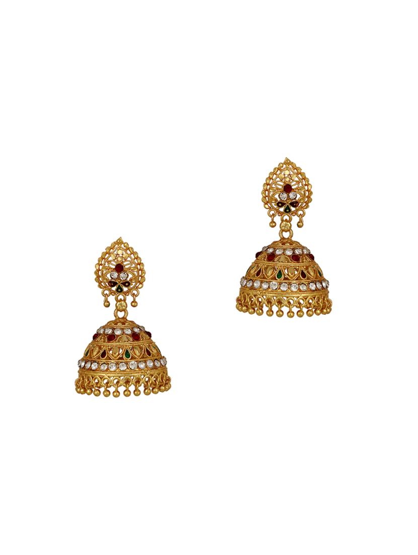 multi colored brass jhumka earring - 15843862 - Zoom Image - 0