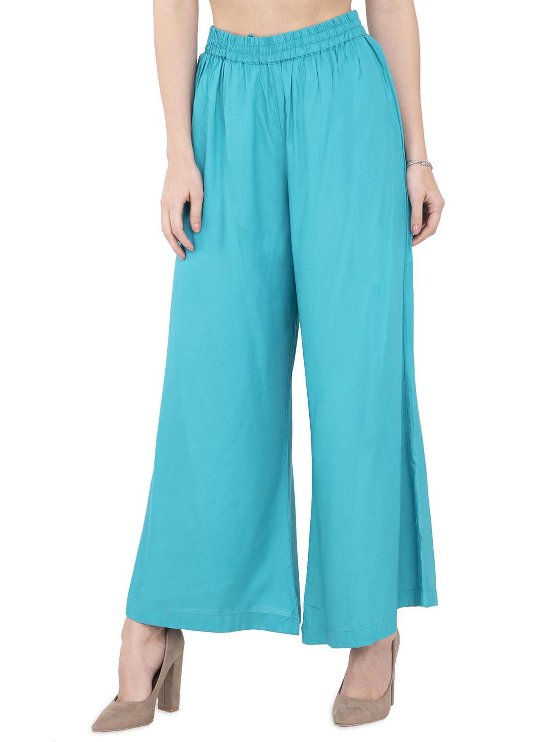 elasticated waist flared palazzo