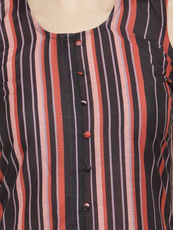 stripes a-line kurta - 15845950 -  Standard Image - 3