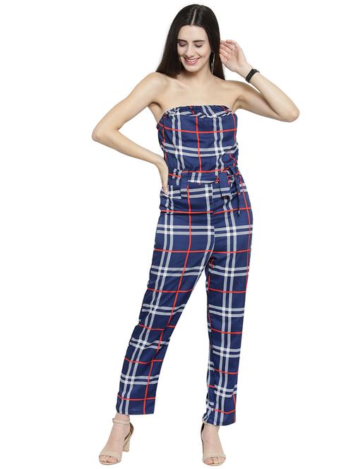 tie-knot checkered tube jumpsuit - 15846752 -  Standard Image - 0