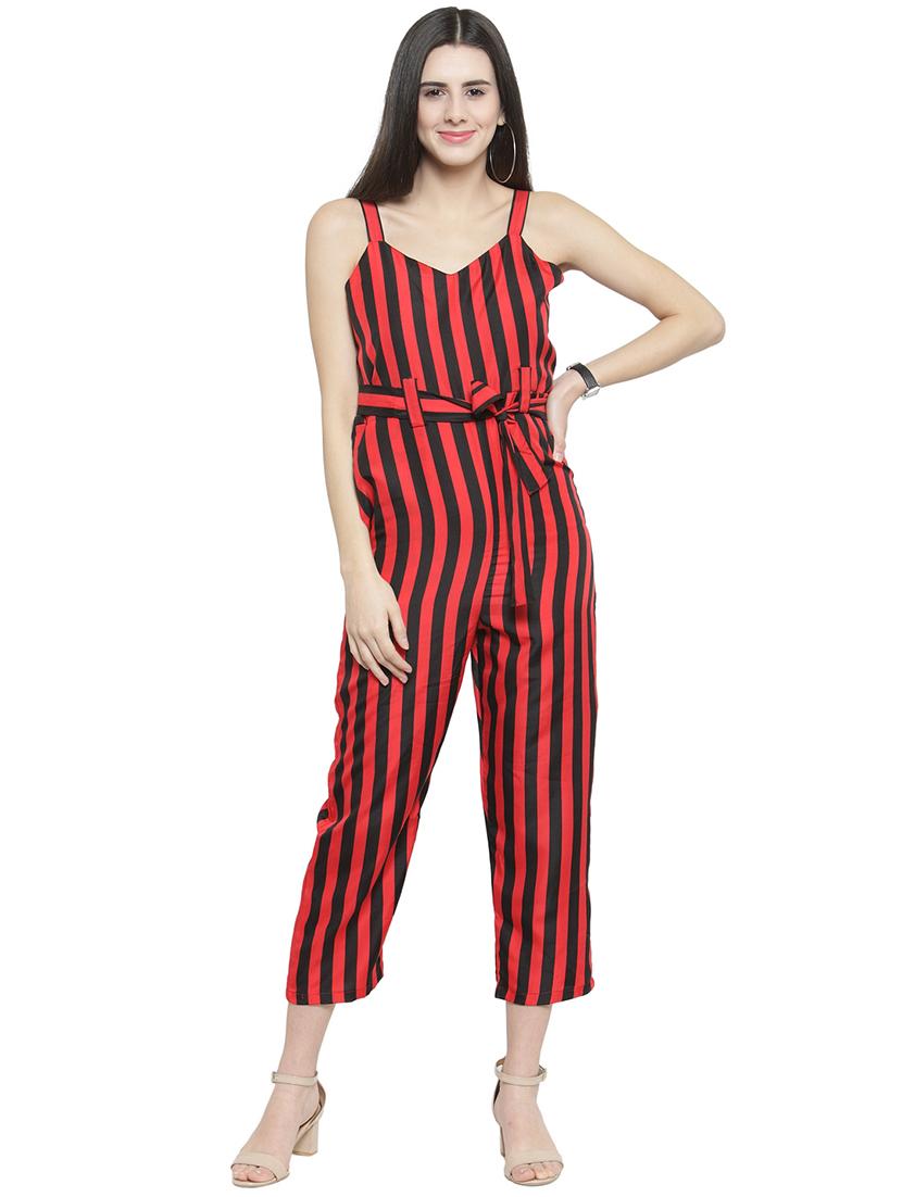 tie-knot striped full leg jumpsuit - 15846755 -  Zoom Image - 0