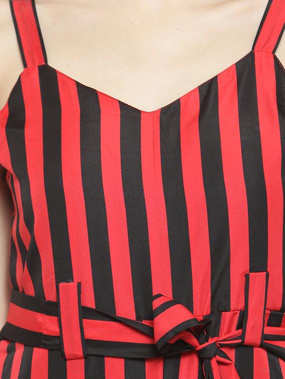 tie-knot striped full leg jumpsuit - 15846755 - Standard Image - 3