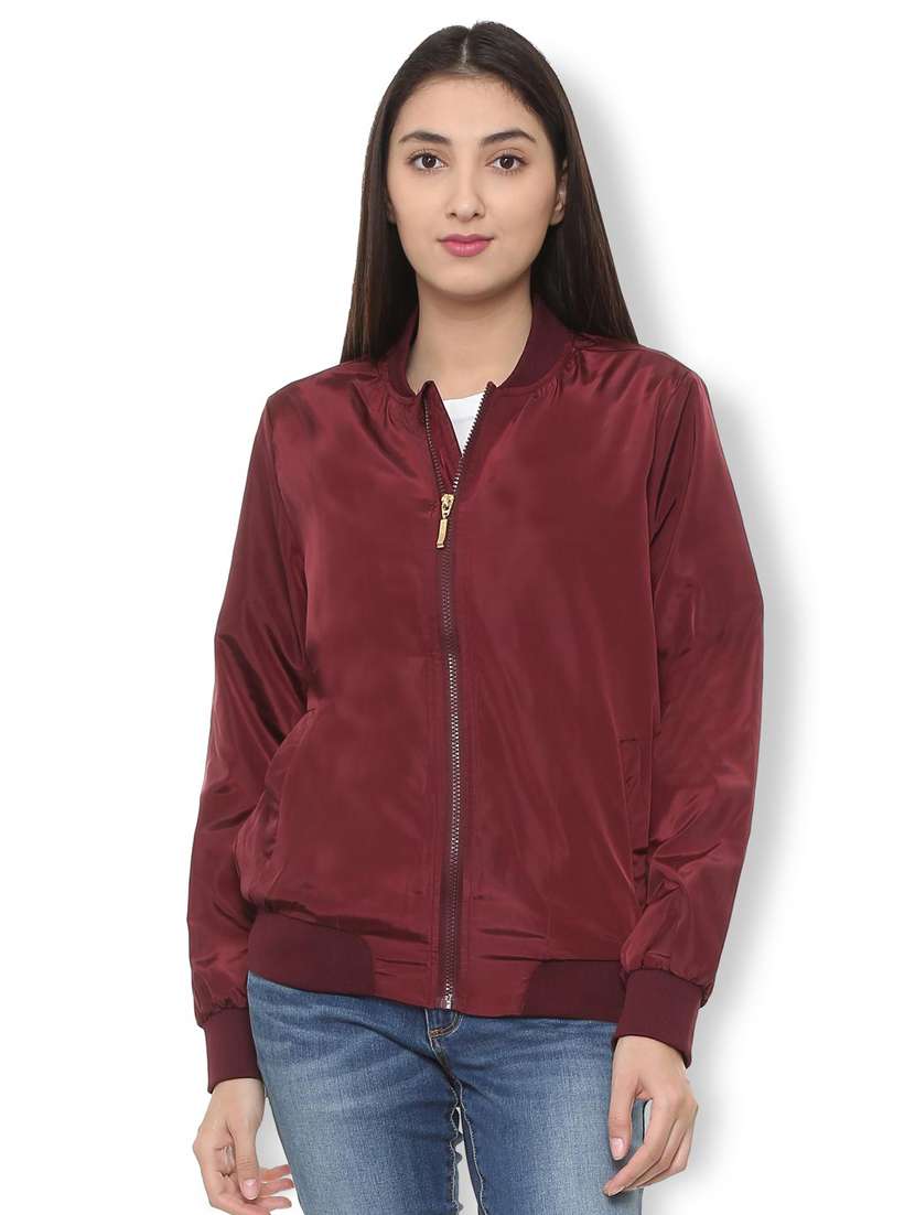 wine red zip up varsity jacket
