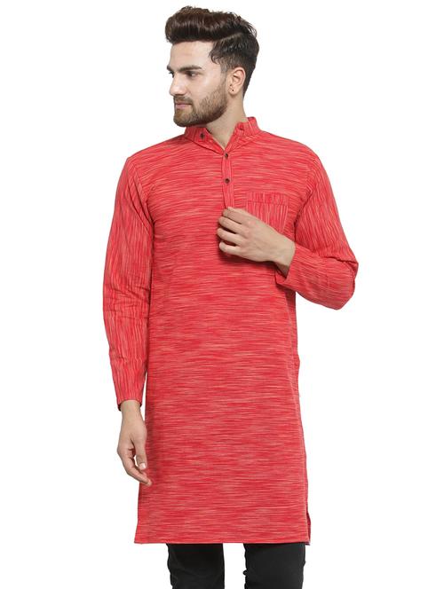 red cotton long kurta - 15848949 - Standard Image - 0