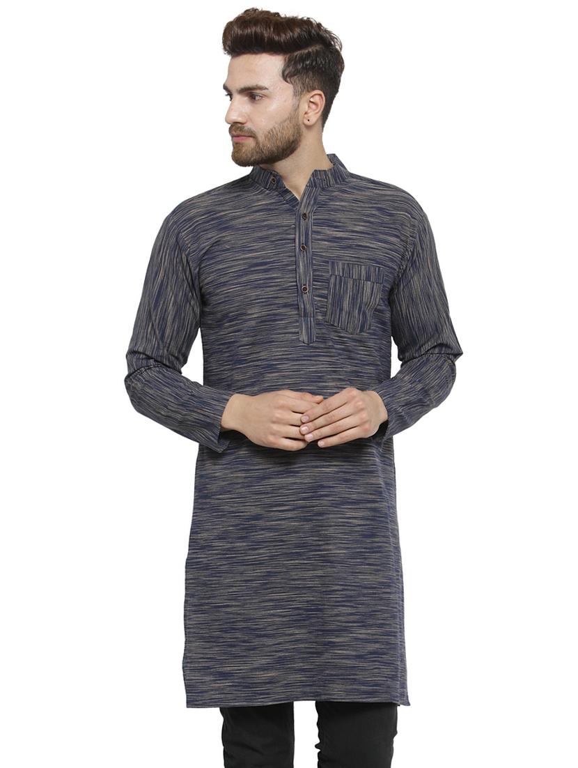 dark blue cotton long kurta - 15848955 - Zoom Image - 0
