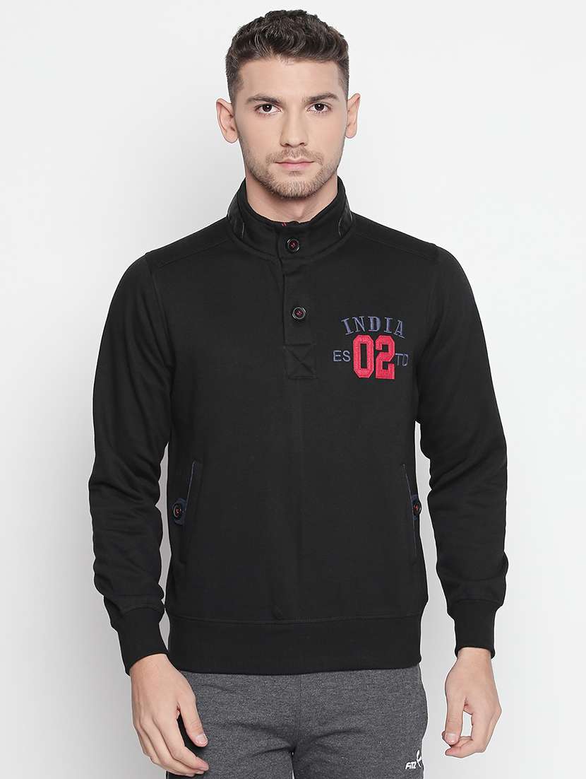 black chest printed sweatshirt