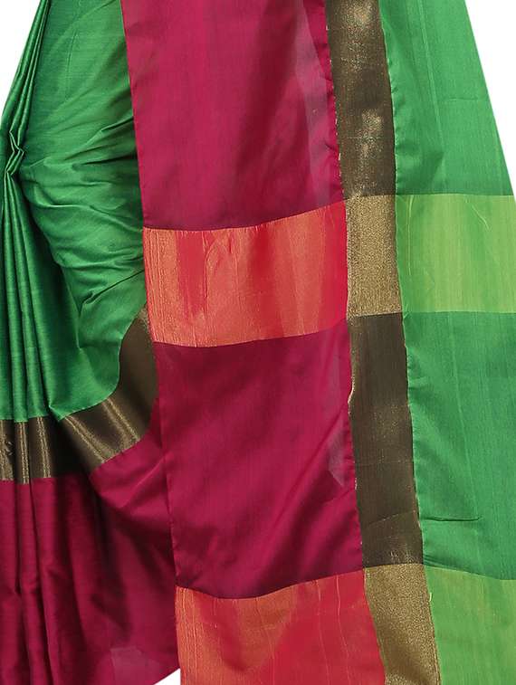 contrast border woven saree with blouse - 15849396 - Standard Image - 3