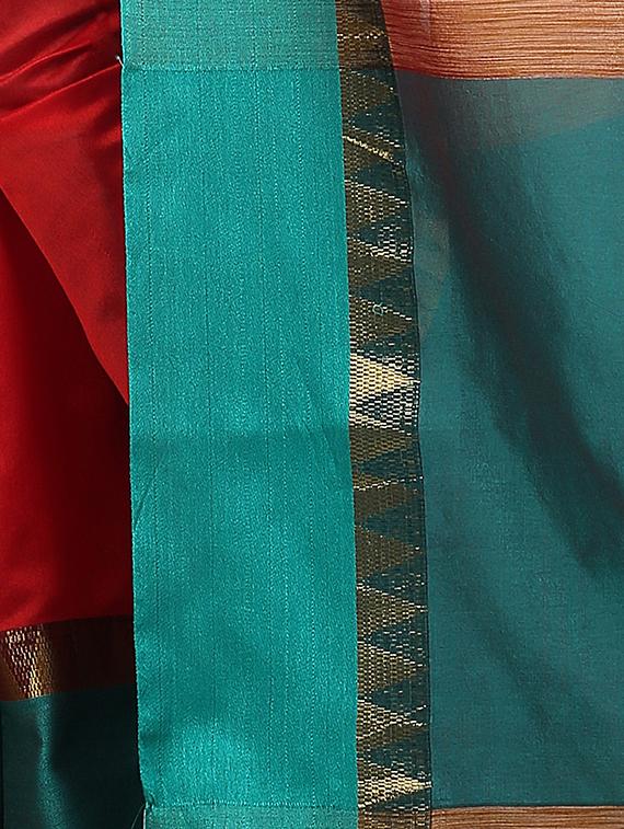 contrast border woven saree with blouse - 15849413 - Standard Image - 3