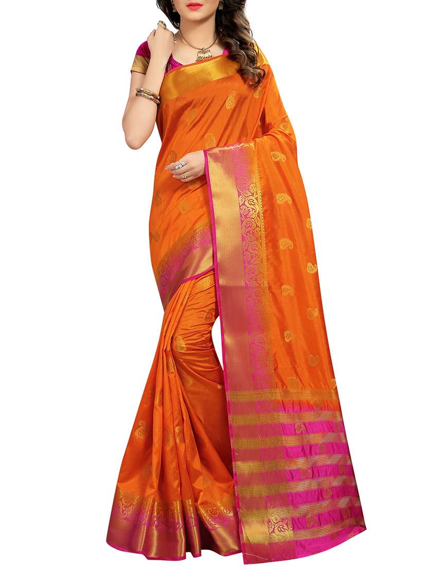 zari jacquard weave saree with blouse - 15849463 -  Zoom Image - 0