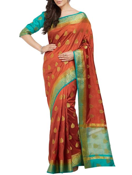 zari jacquard weave saree with blouse - 15849466 - Standard Image - 0