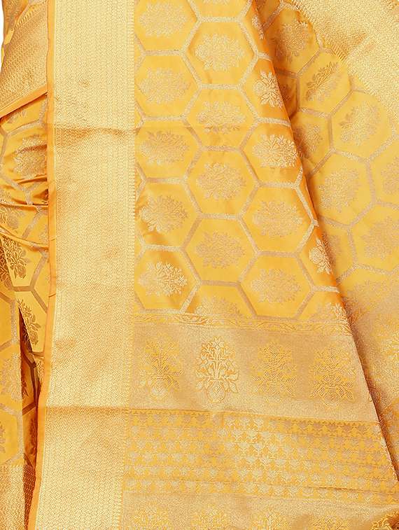 zari motif jacquard weave saree with blouse - 15849469 -  Standard Image - 3