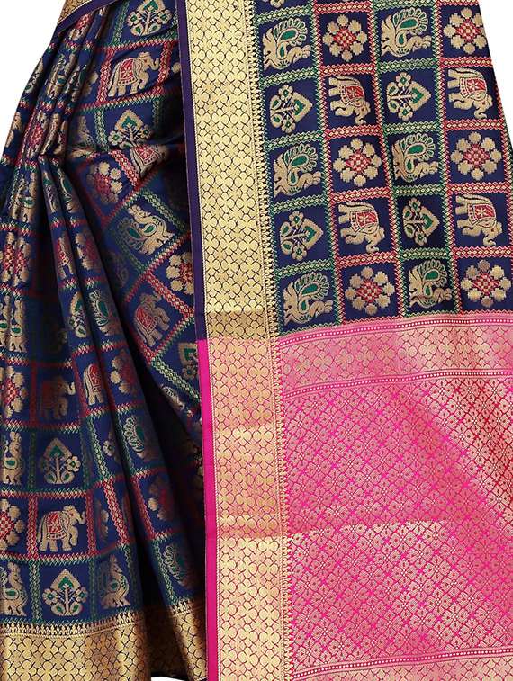 traditional zari weave kanjivaram saree with blouse - 15849492 -  Standard Image - 3