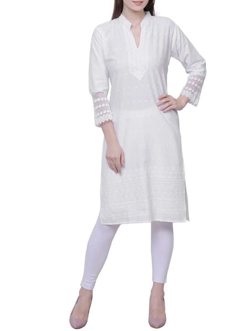 dobby solid straight kurta - 15850357 -  Zoom Image - 0