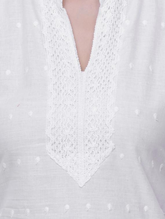 dobby solid straight kurta - 15850357 - Standard Image - 3