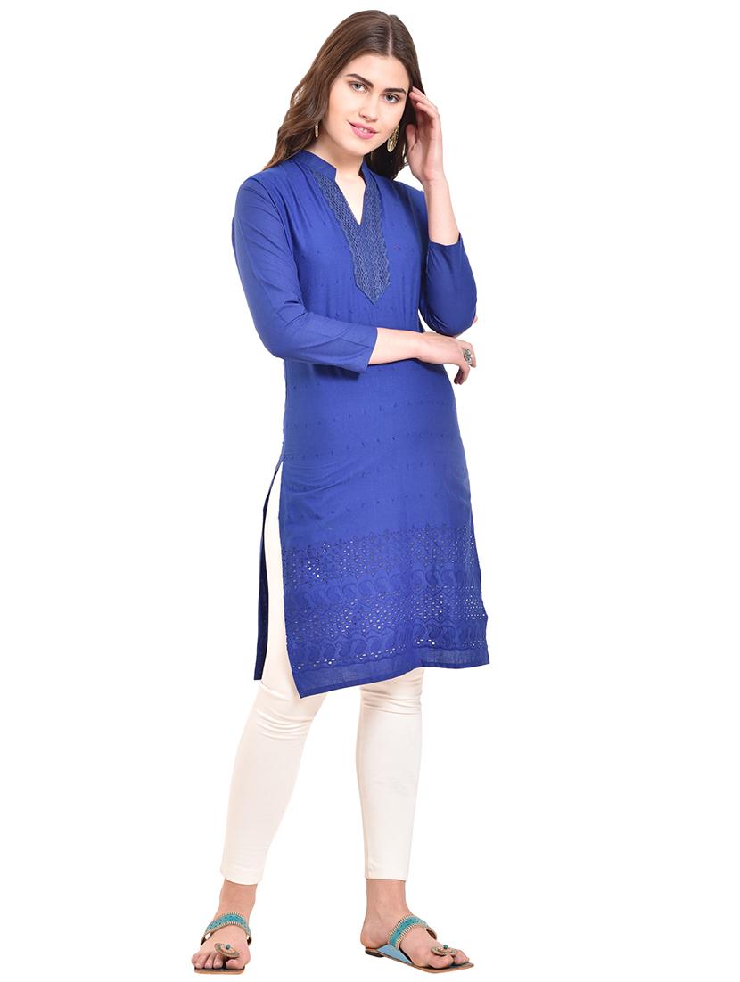 solid straight kurta - 15850364 - Standard Image - 3