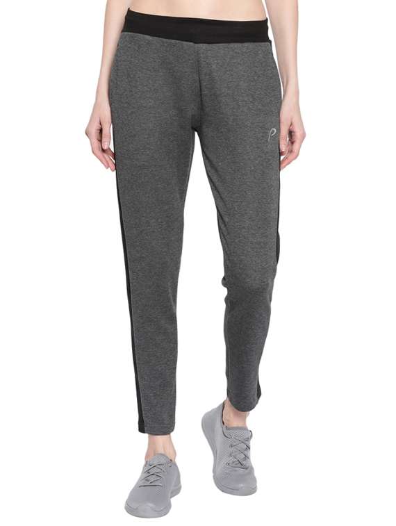 contrast paneled melange track pant