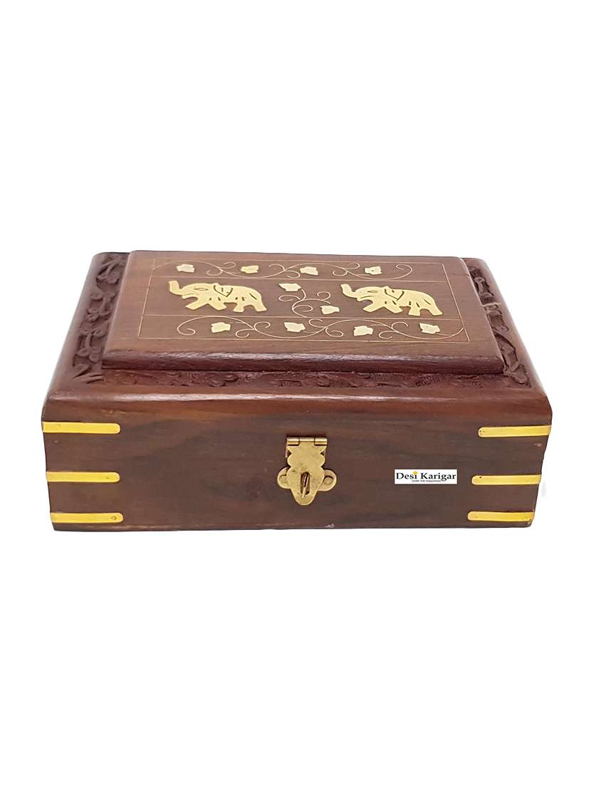 wooden handcrafted decorative jewellery storage box size(lxbxh-8x5x2.5) inch set of 3 - 15852019 -  Standard Image - 3