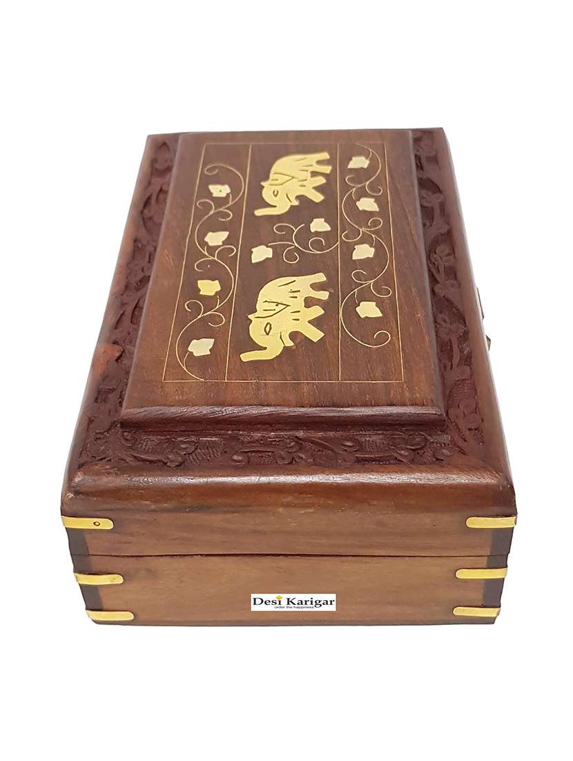 wooden handcrafted decorative jewellery storage box size(lxbxh-8x5x2.5) inch set of 3 - 15852019 -  Standard Image - 5