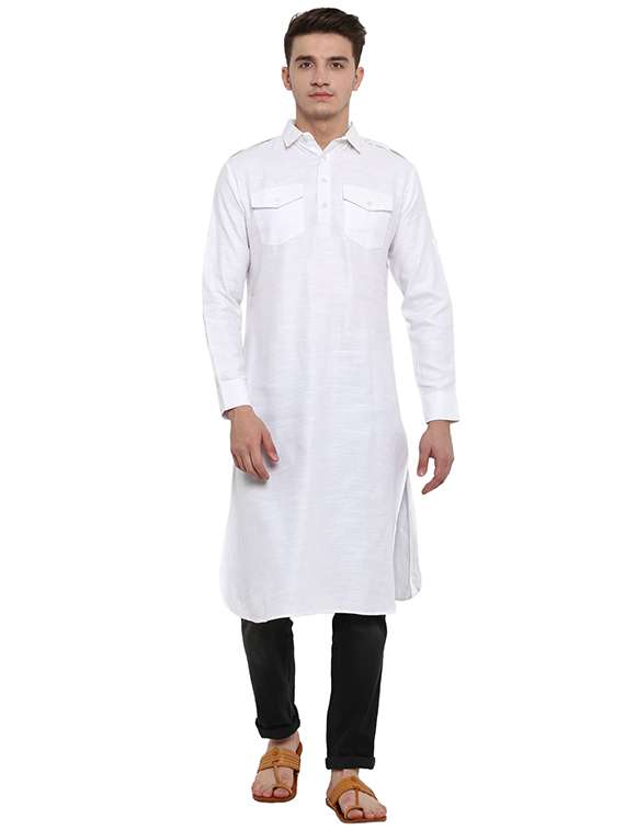 white cotton pathani kurta
