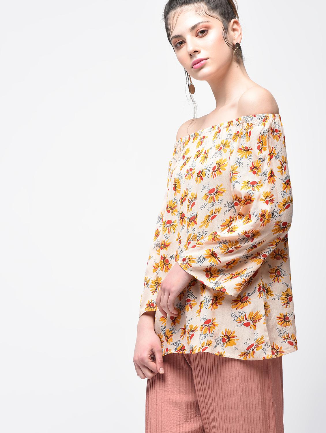 off shoulder floral top - 15857054 - Zoom Image - 0