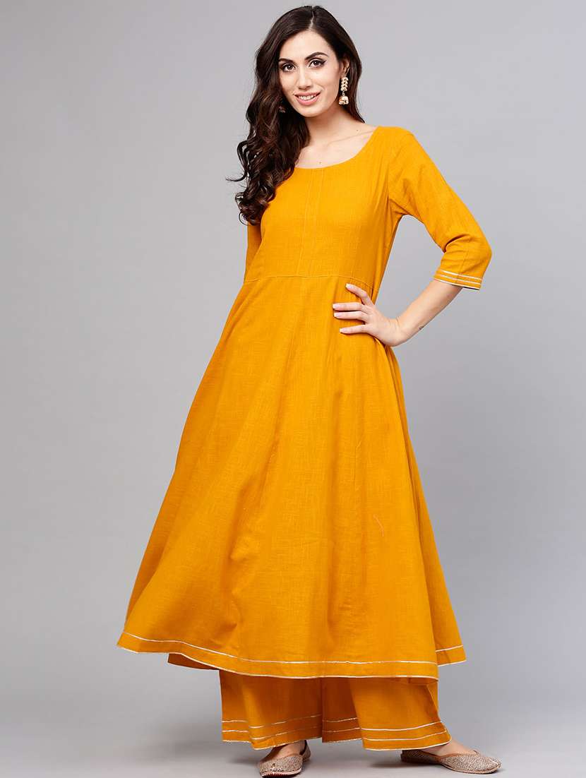 solid gota patti kurta with palazzo set