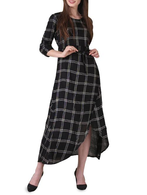 checkered wrap maxi dress - 15858238 - Standard Image - 0