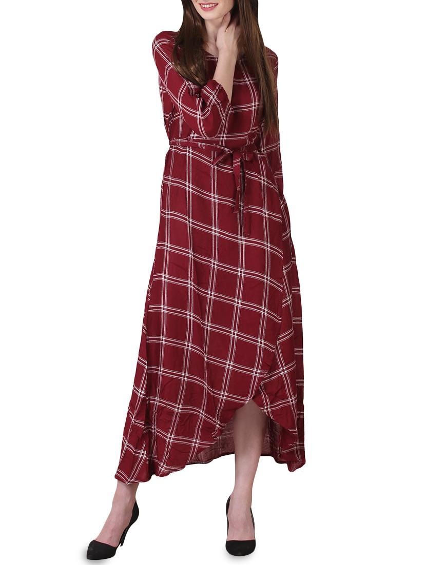 checkered wrap maxi dress - 15858240 -  Zoom Image - 0