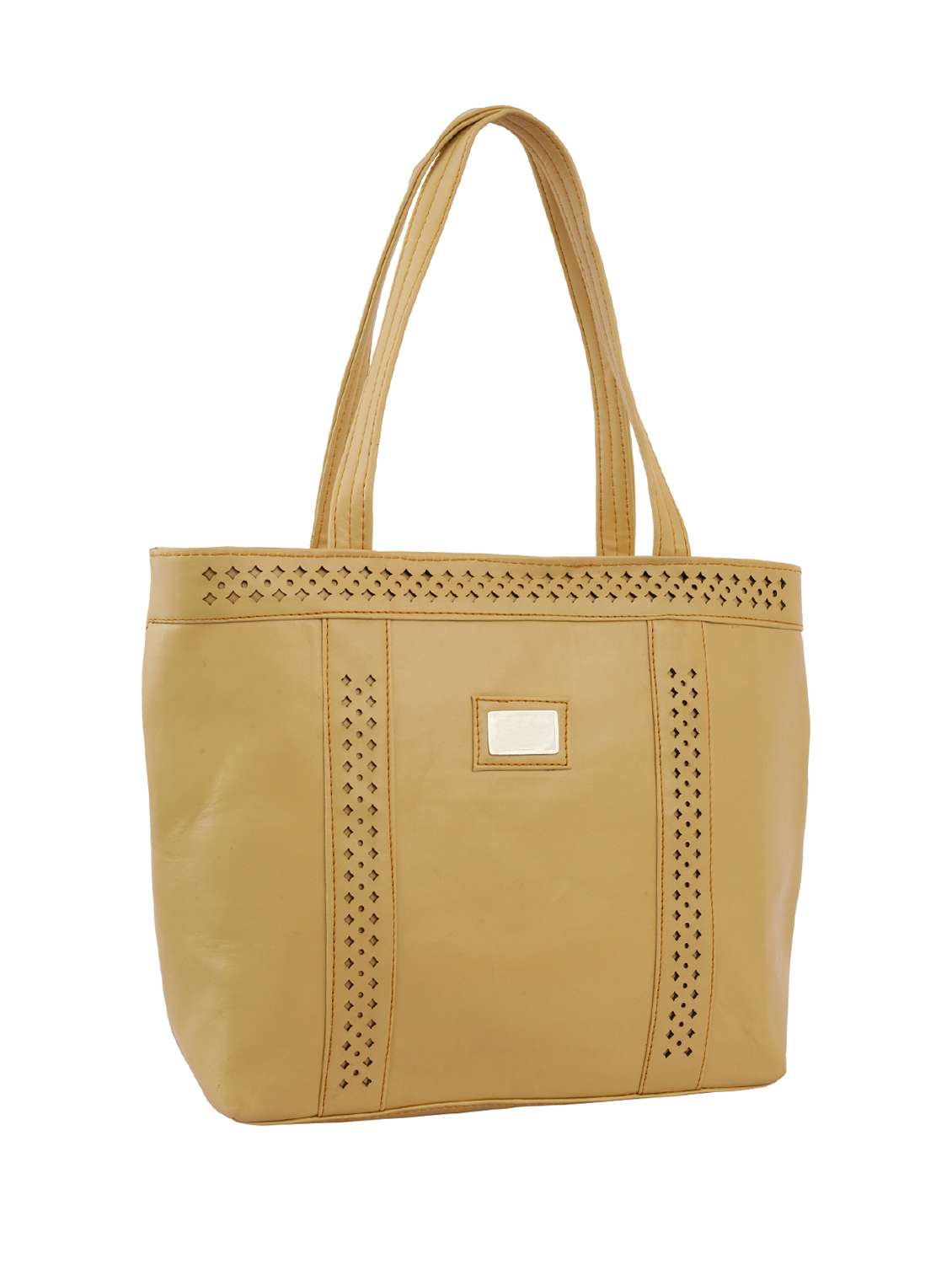 beige leatherette (pu) handbag - 15859175 -  Standard Image - 3