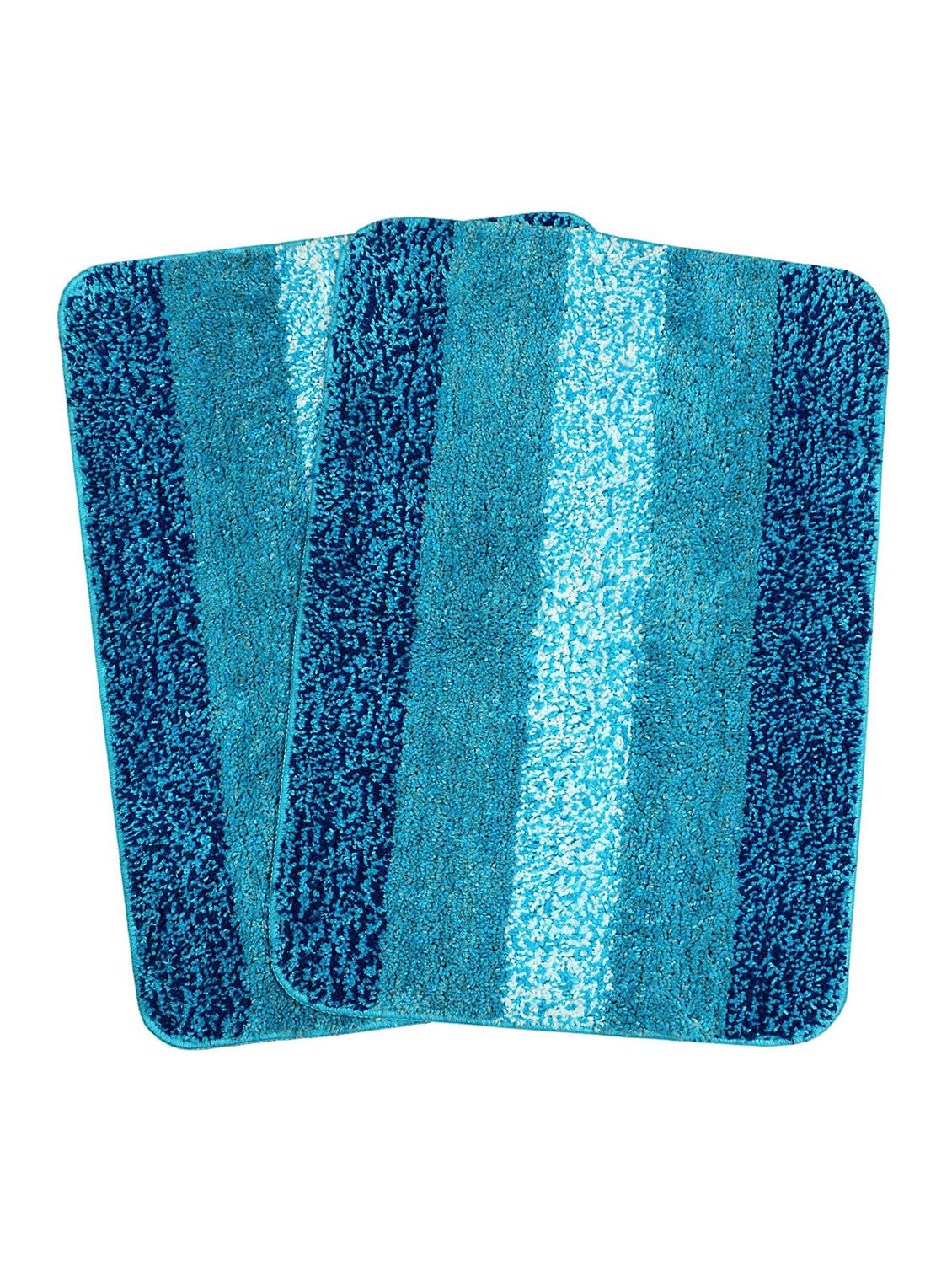 saral home soft microfiber bath mat (turquoise, 50x70cm) - pack of 2 - 15862221 -  Zoom Image - 0