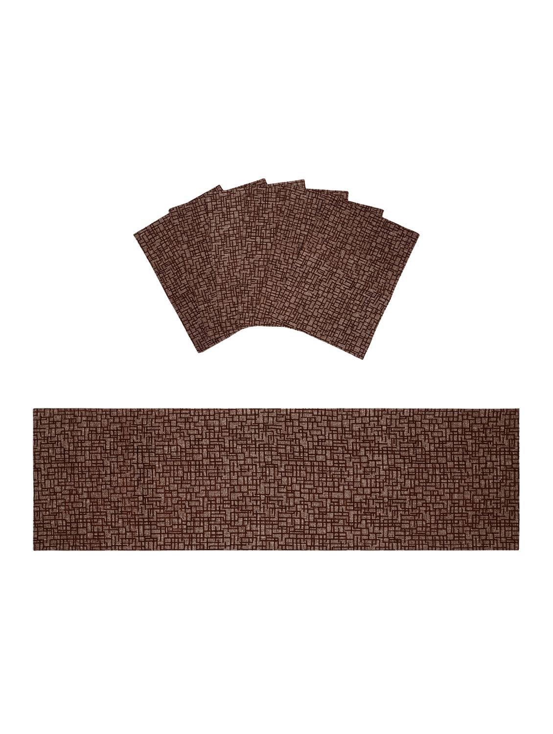 saral home unique quality viscose dining table kitchen placemats, 6 mat -33x45cm, 1 runner 33x120 cm (set of 7) - 15862242 - Zoom Image - 0